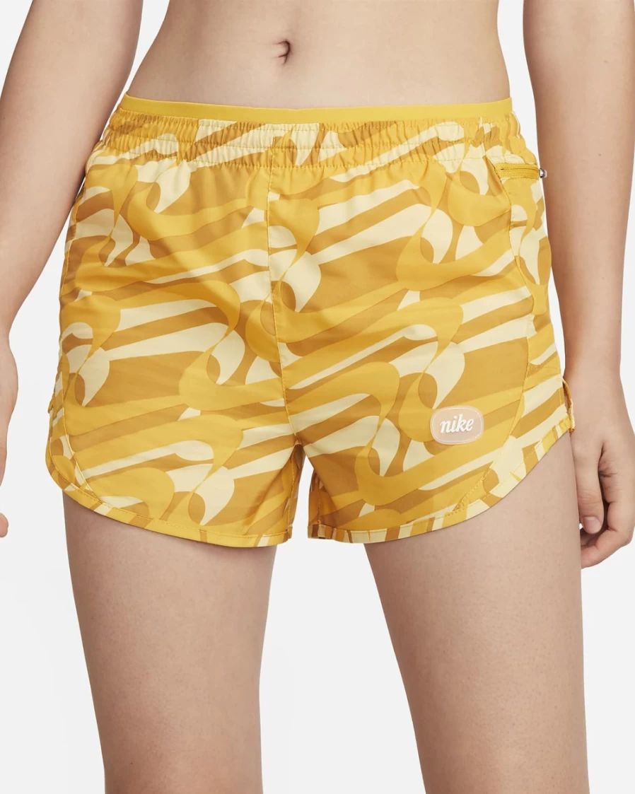 Nike Dri-FIT Icon Clash Tempo Luxe Women's Running Shorts - Yellow Ochre/White
