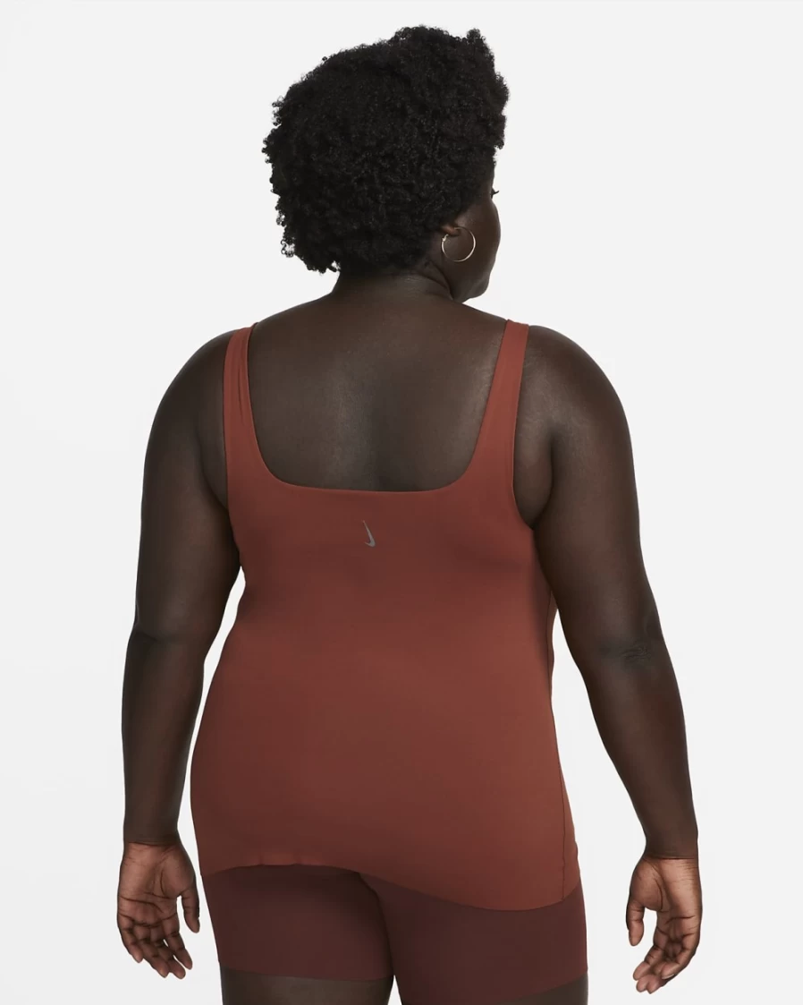 Nike Women's Plus Size Yoga Luxe Shelf-Bra Tank Top in Oxen Brown/Iron Grey - Comfortable Workout & Fitness Apparel
