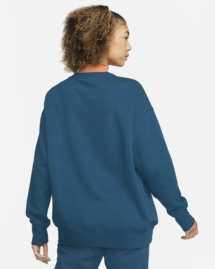 Nike Valerian Blue Women's Oversized Fleece Crewneck Sweatshirt | Phoenix Fleece | Sail Trim