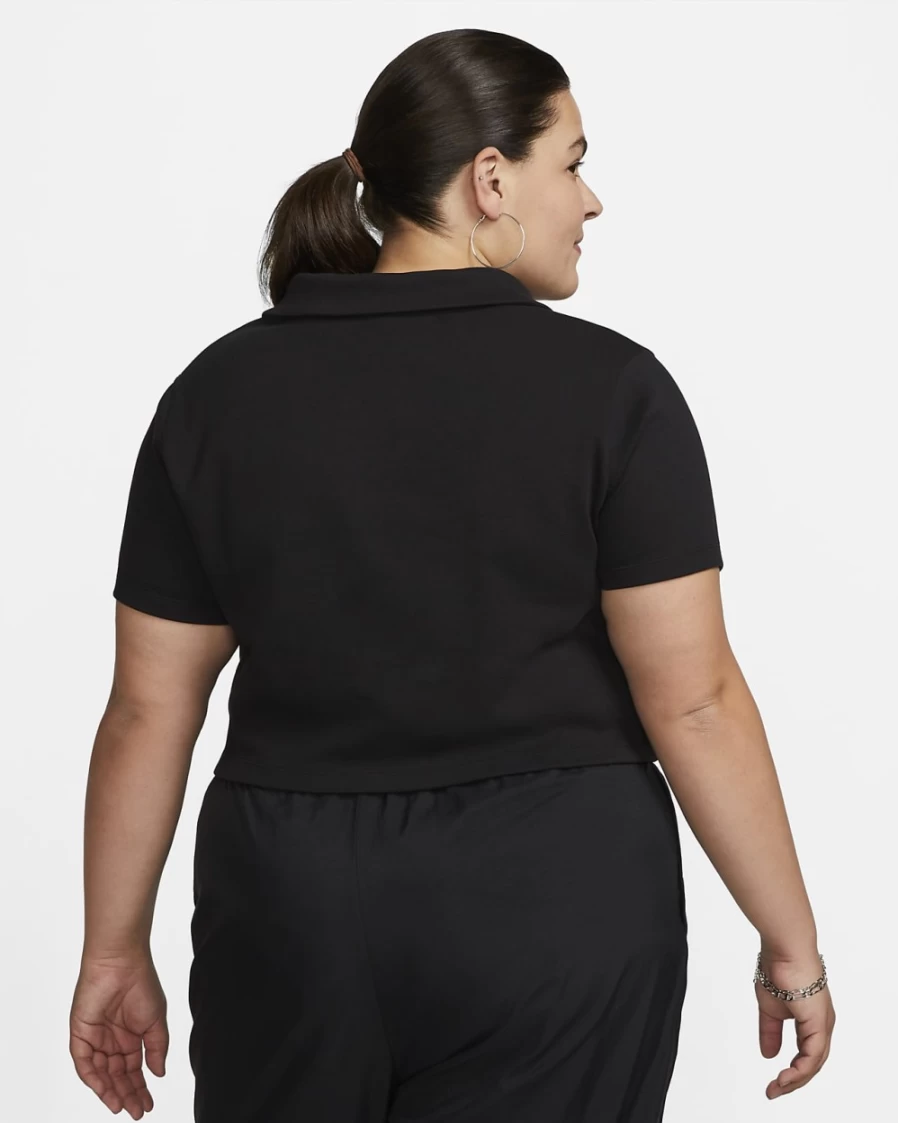 Nike Women's Plus Size Black & White Essential Short-Sleeve Polo Top - Sportswear Collection