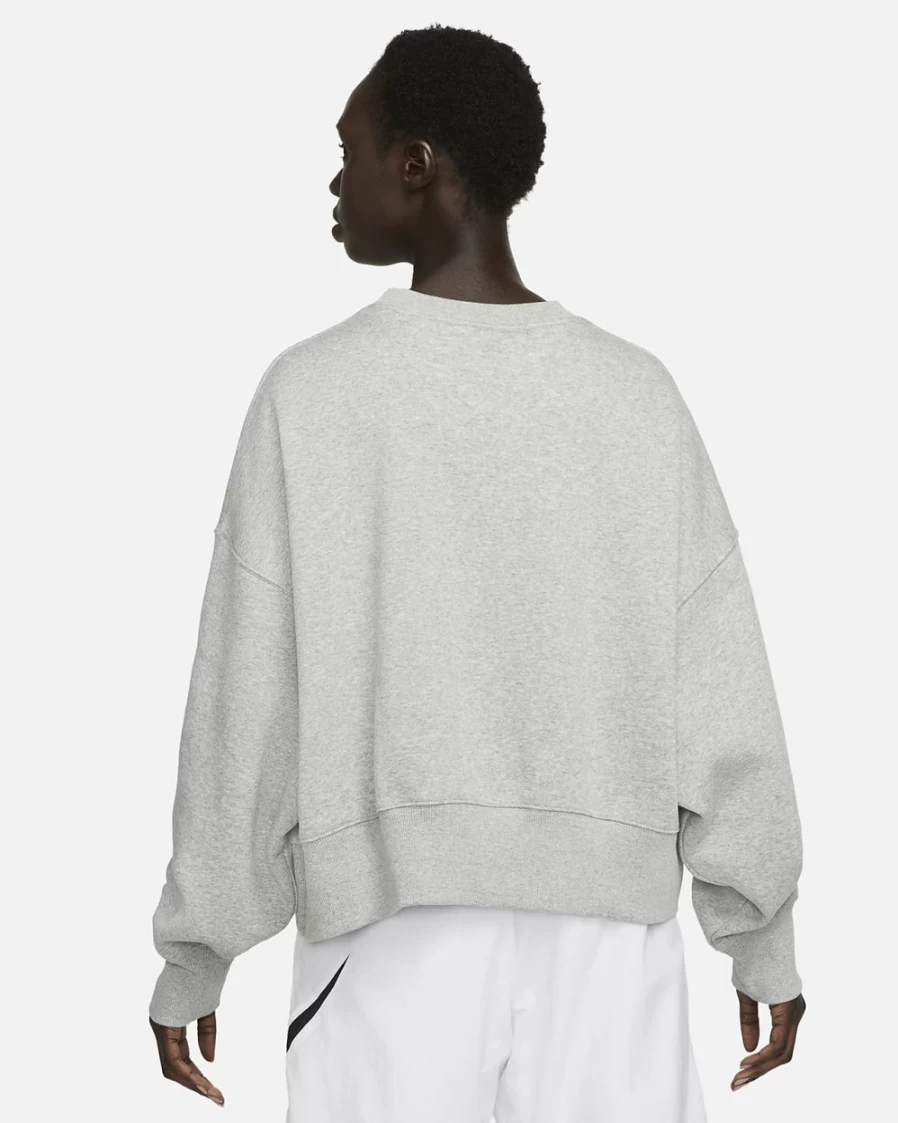 Nike Women's Dark Grey Heather Phoenix Fleece Oversized Crewneck Sweatshirt | Sail