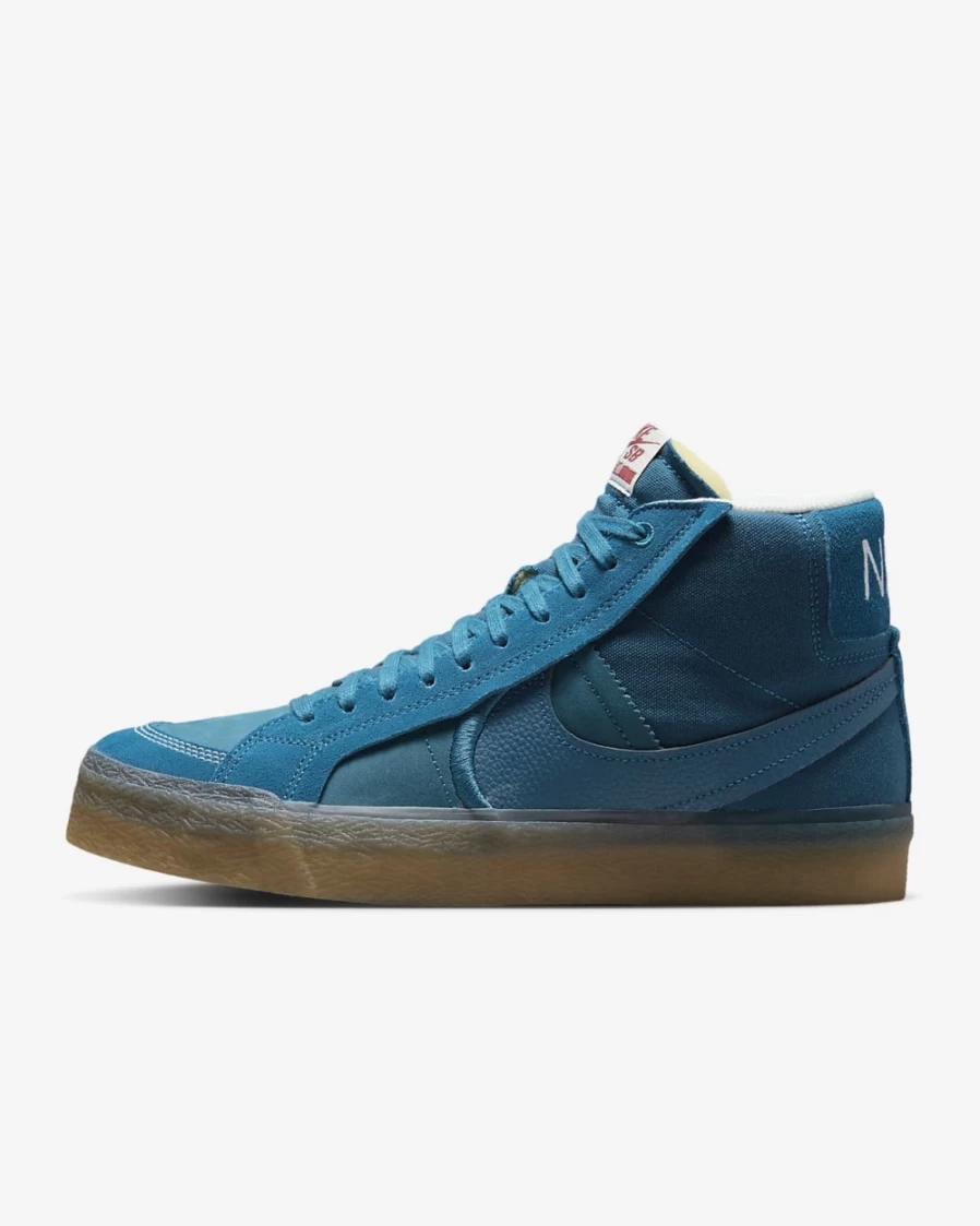 Nike SB Zoom Blazer Mid Premium Plus Skate Shoes for Men & Women - Green Abyss/Phantom/Gum Yellow
