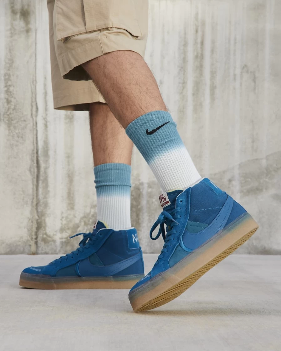 Nike SB Zoom Blazer Mid Premium Plus Skate Shoes for Men & Women - Green Abyss/Phantom/Gum Yellow