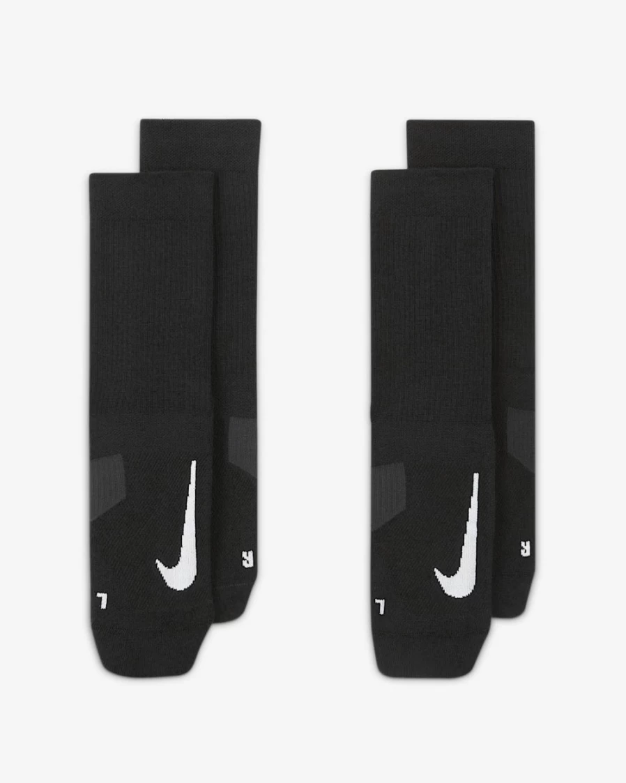 Nike Multiplier Crew Socks 2-Pack - Black/White Athletic Socks for Men & Women