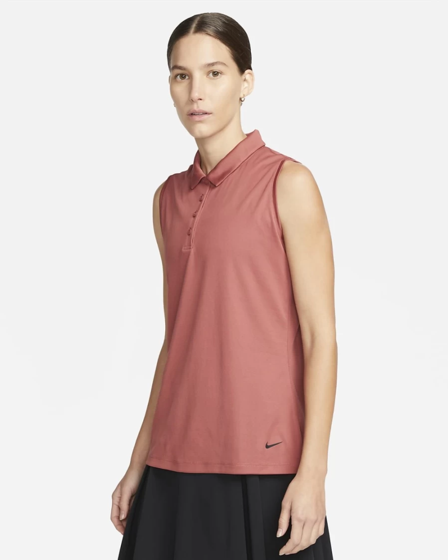 Nike Dri-FIT Victory Women's Sleeveless Golf Polo Shirt - Canyon Rust/Black - Moisture-Wicking Performance Top