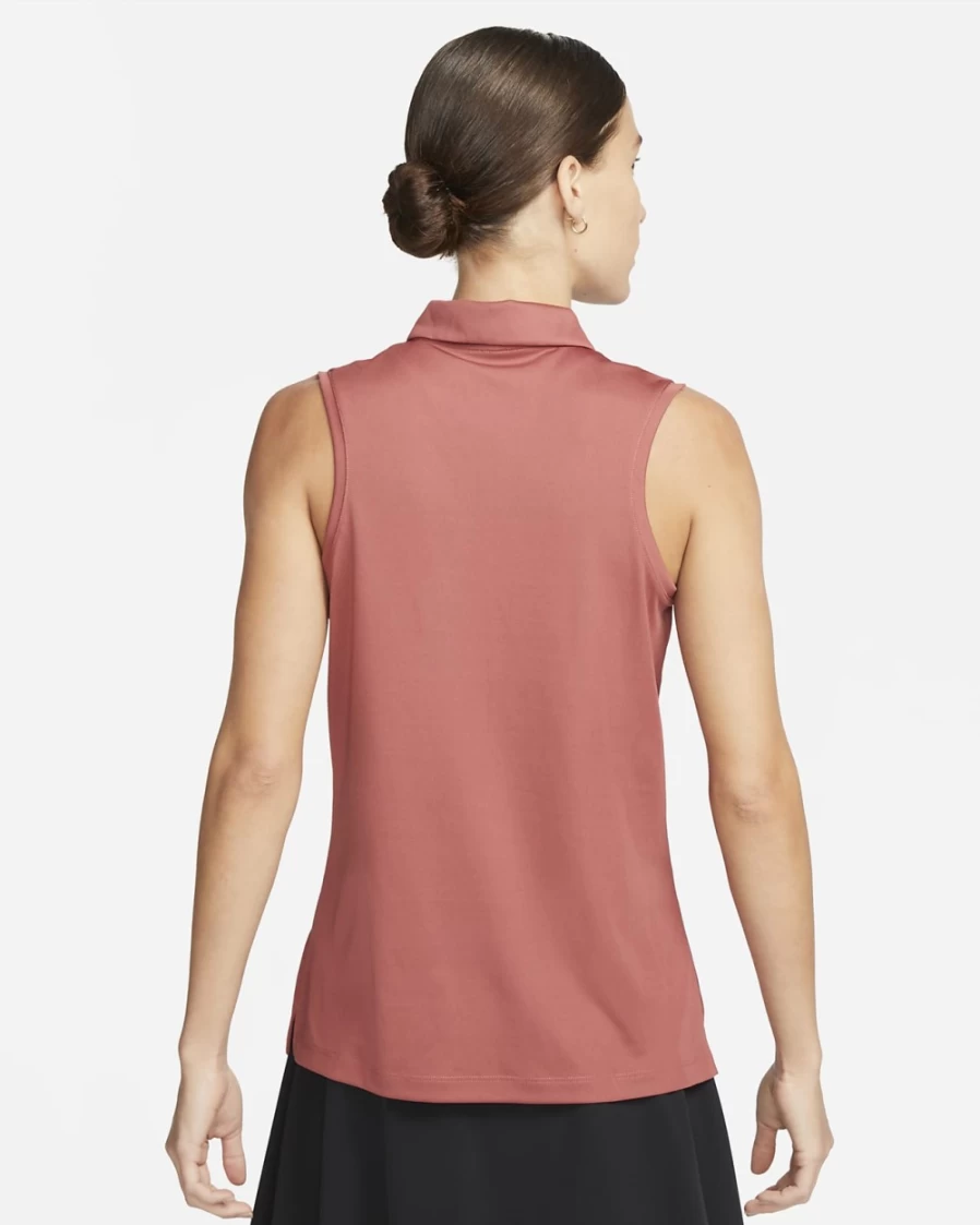 Nike Dri-FIT Victory Women's Sleeveless Golf Polo Shirt - Canyon Rust/Black - Moisture-Wicking Performance Top