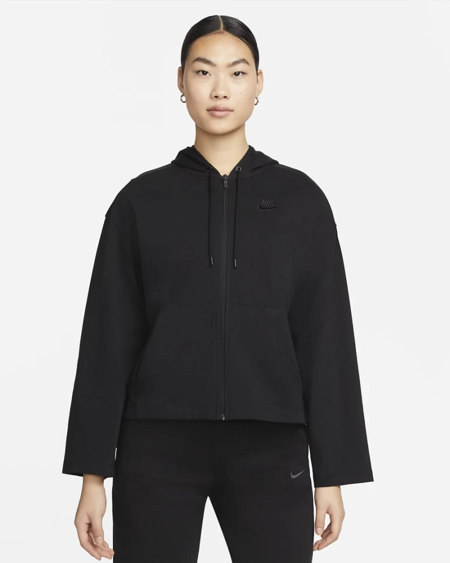 Nike Women's Black Full-Zip Hoodie - Sportswear Jacket for Women