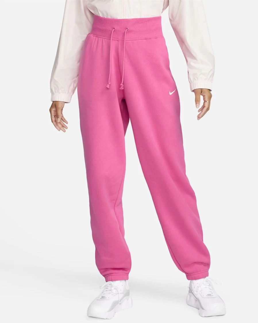 Nike Women's High-Waisted Oversized Sweatpants in Pinksicle/Sail - Phoenix Fleece Comfort