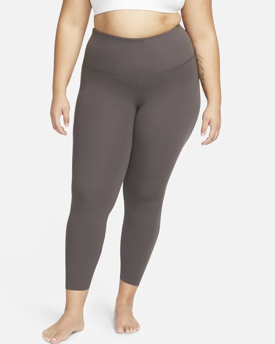 Nike Women's High-Waisted 7/8 Yoga Leggings in Medium Ash/Particle Grey - Plus Size Infinalon Luxe Tights