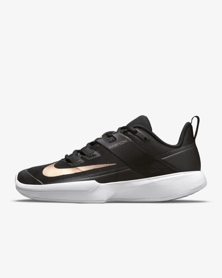 NikeCourt Vapor Lite Women's Tennis Shoes - Black/White/Metallic Red Bronze for Hard Court Performance