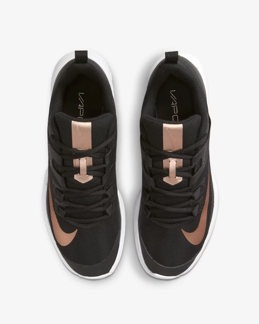 NikeCourt Vapor Lite Women's Tennis Shoes - Black/White/Metallic Red Bronze for Hard Court Performance