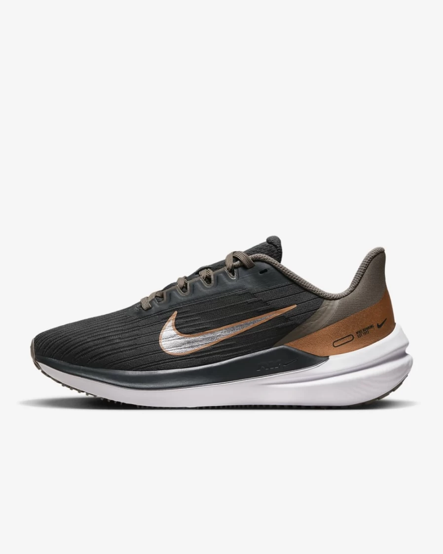 Nike Winflo 9 Women's Road Running Shoes - Dark Smoke Grey/Olive Grey/Metallic Copper/Metallic Silver
