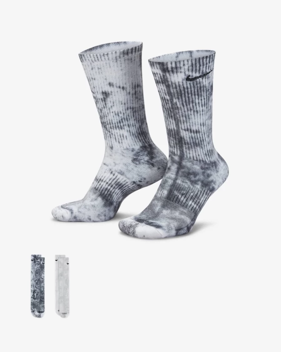Nike Everyday Plus Cushioned Crew Socks for Men & Women - Tie-Dye Multi-Color (2-Pack)