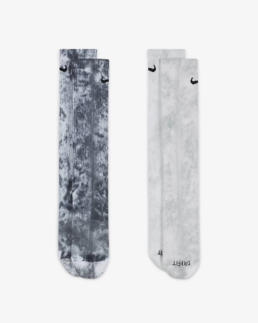 Nike Everyday Plus Cushioned Crew Socks for Men & Women - Tie-Dye Multi-Color (2-Pack)