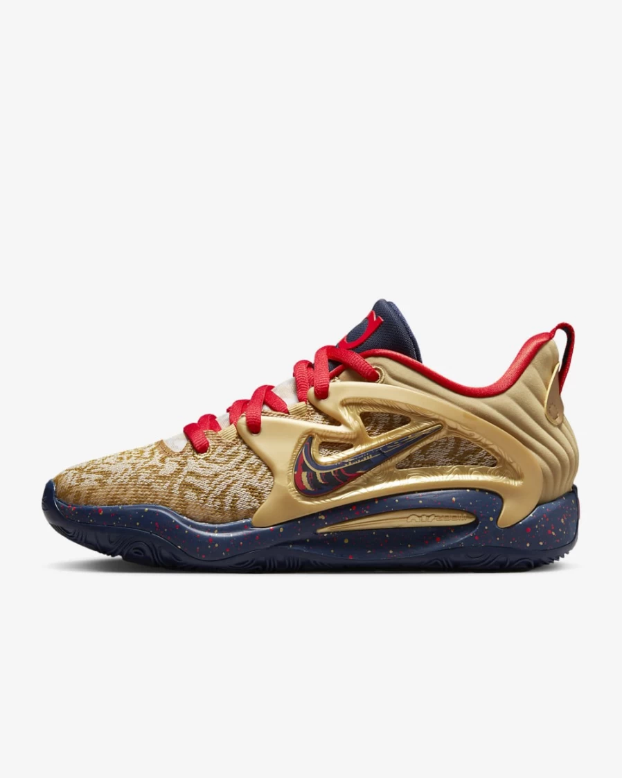 Nike KD15 Basketball Shoes for Men & Women - Metallic Gold/University Red/Orewood Brown/Midnight Navy