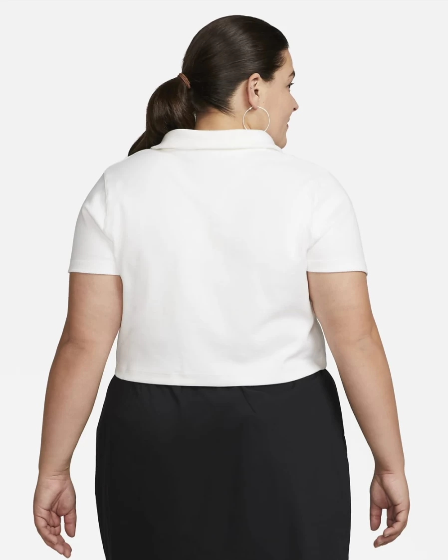 Nike Women's Plus Size Short-Sleeve Polo Shirt - White/Black - Sportswear Essential Top