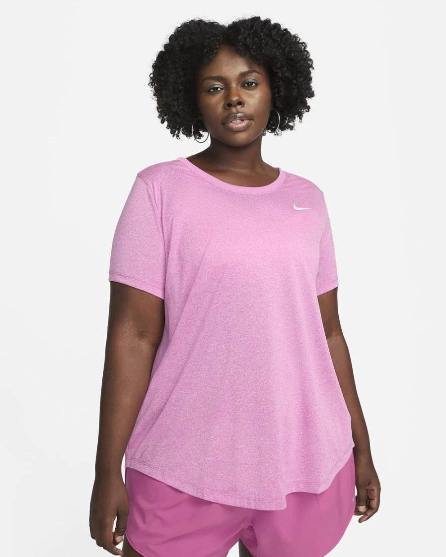 Nike Dri-FIT Women's Plus Size T-Shirt - Active Fuchsia, Pure Heather, White Colors - Moisture-Wicking Workout Top