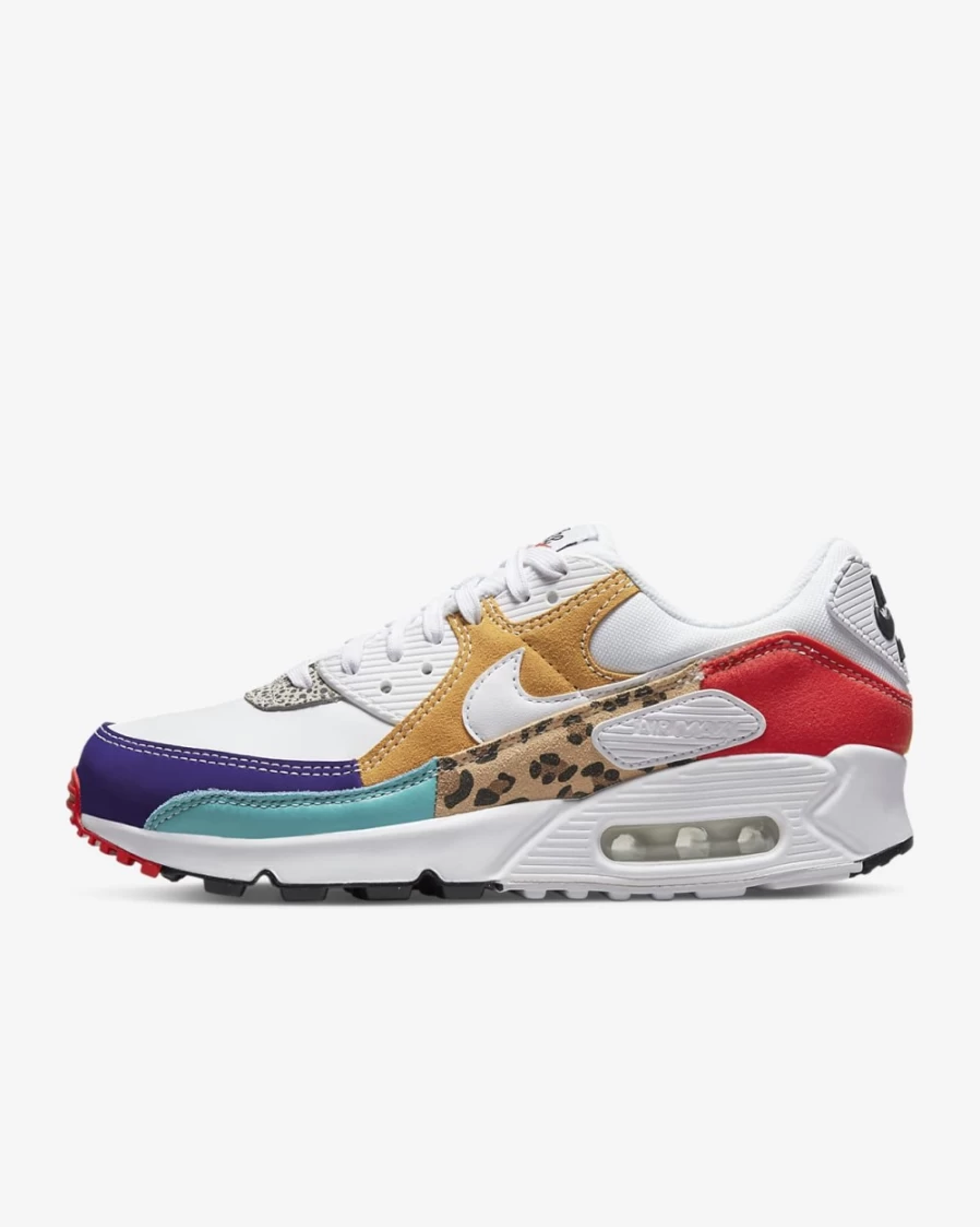 Nike Air Max 90 SE Women's Shoes - White/Light Curry/Habanero Red/White Athletic Sneakers