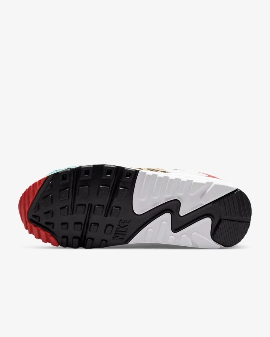 Nike Air Max 90 SE Women's Shoes - White/Light Curry/Habanero Red/White Athletic Sneakers