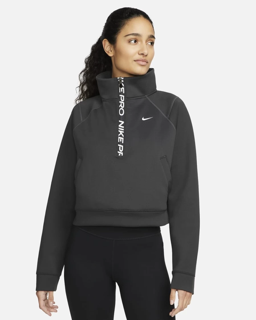 Nike Dri-FIT Women's Dark Smoke Grey 1/2-Zip Training Top - Moisture-Wicking Workout Shirt for Women
