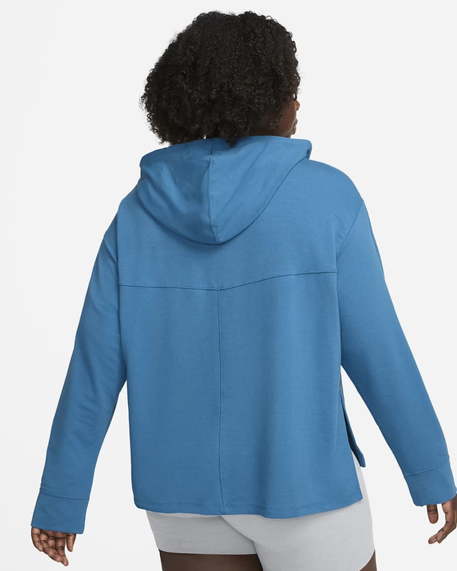 Nike Dri-FIT Women's Plus Size Fleece Hoodie - Dark Marina Blue & Iron Grey - Yoga & Training