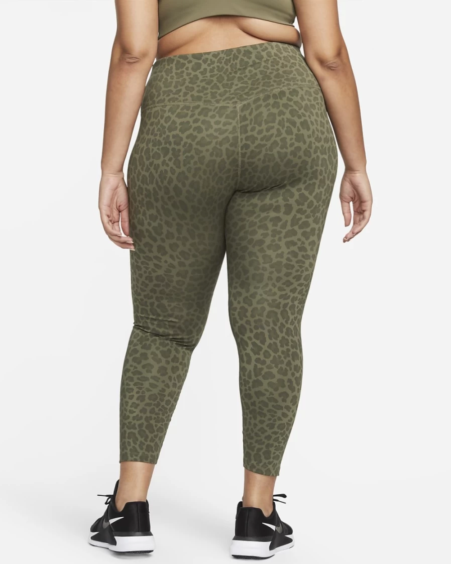 Nike One Women's High-Waisted Medium Olive/White Printed Leggings - Plus Size Activewear