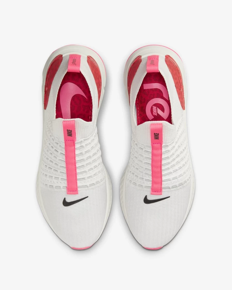 Nike React Phantom Run Flyknit 2 Women's Road Running Shoes - Platinum Tint/Hyper Pink/Chile Red/Black