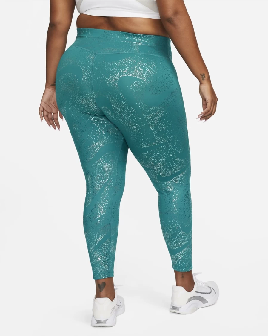 Nike One Women's Mid-Rise Printed Leggings - Bright Spruce/Black - Plus Size Activewear