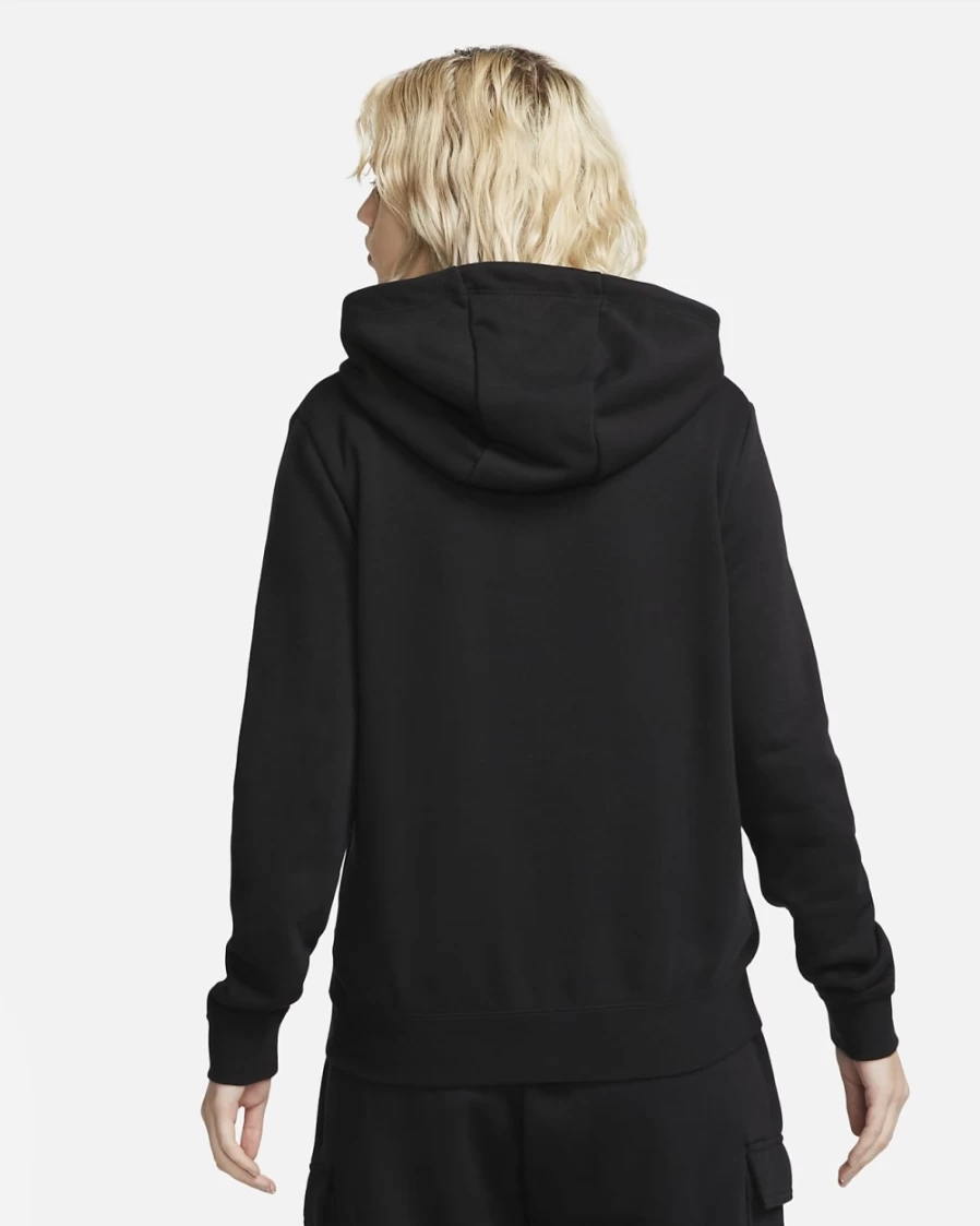 Nike Women's Sportswear Club Fleece Hoodie - Black/White Funnel-Neck Pullover