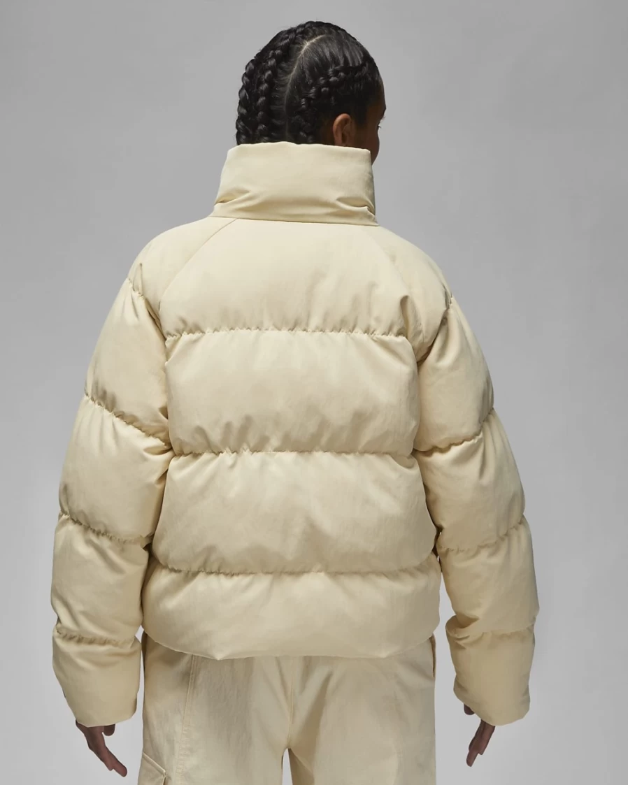 Nike Jordan Flight Women's Puffer Jacket - Beach/White Winter Coat