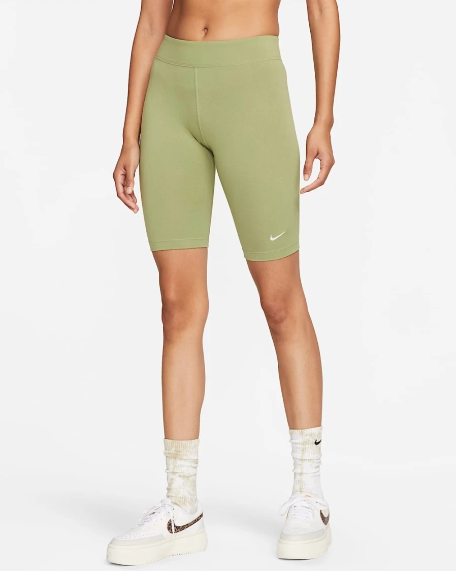 Nike Women's Alligator/White Mid-Rise Biker Shorts | Sportswear Essential Workout Shorts