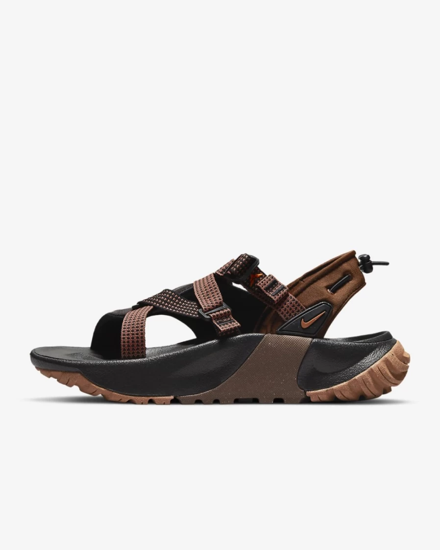 Nike Women's Oneonta Sandals - Black/Cacao Wow/Gum Medium Brown Athletic Slide Shoes