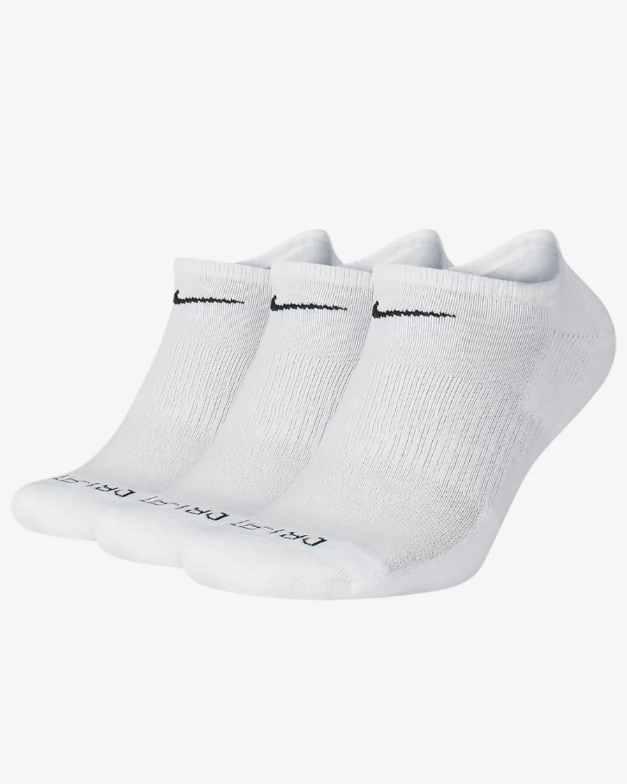 Nike Everyday Plus Cushion No-Show Socks for Men & Women - 3 Pack (White/Black)