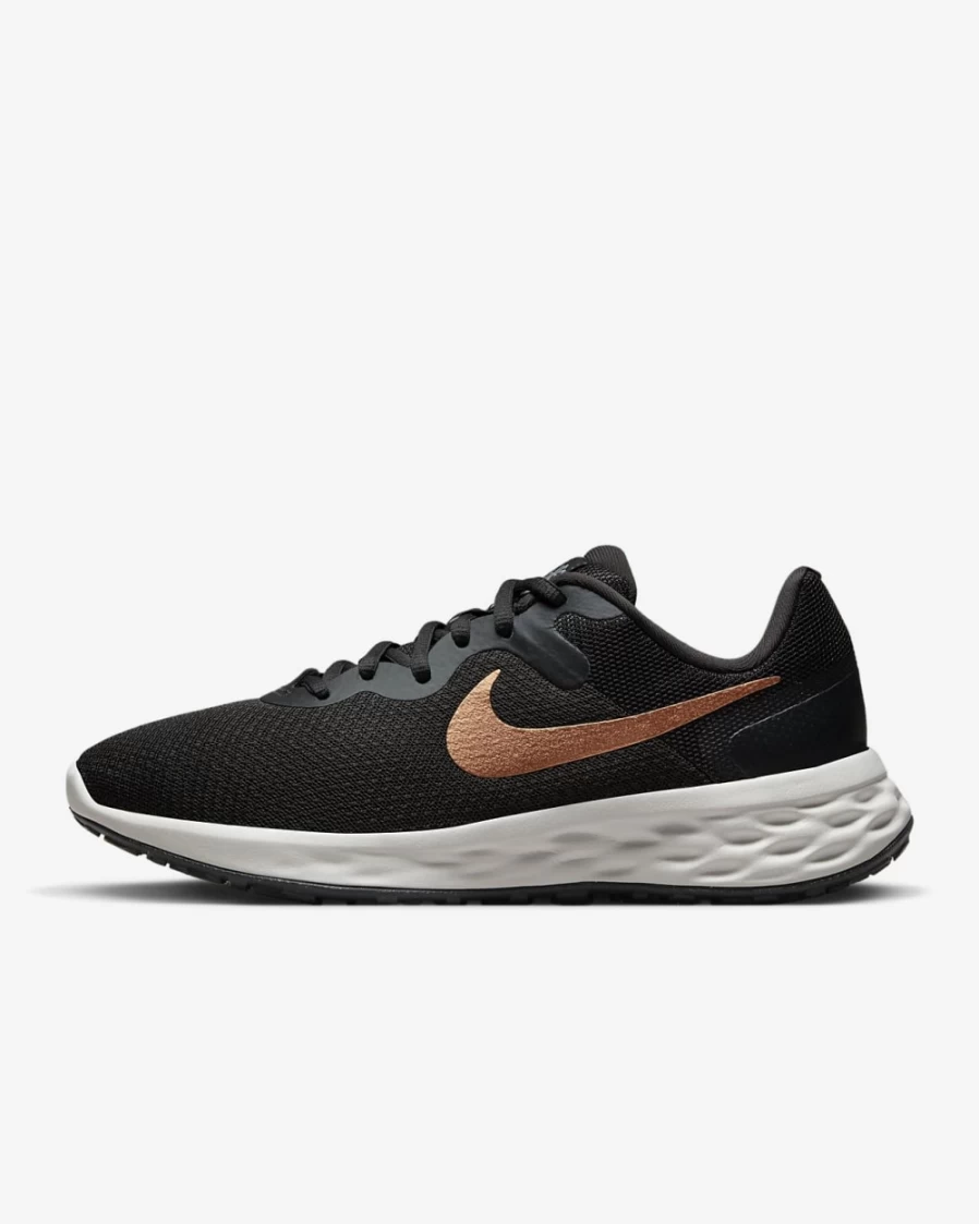 Nike Revolution 6 Next Nature Women's Wide Road Running Shoes - Dark Smoke Grey/Summit White/Black/Metallic Copper