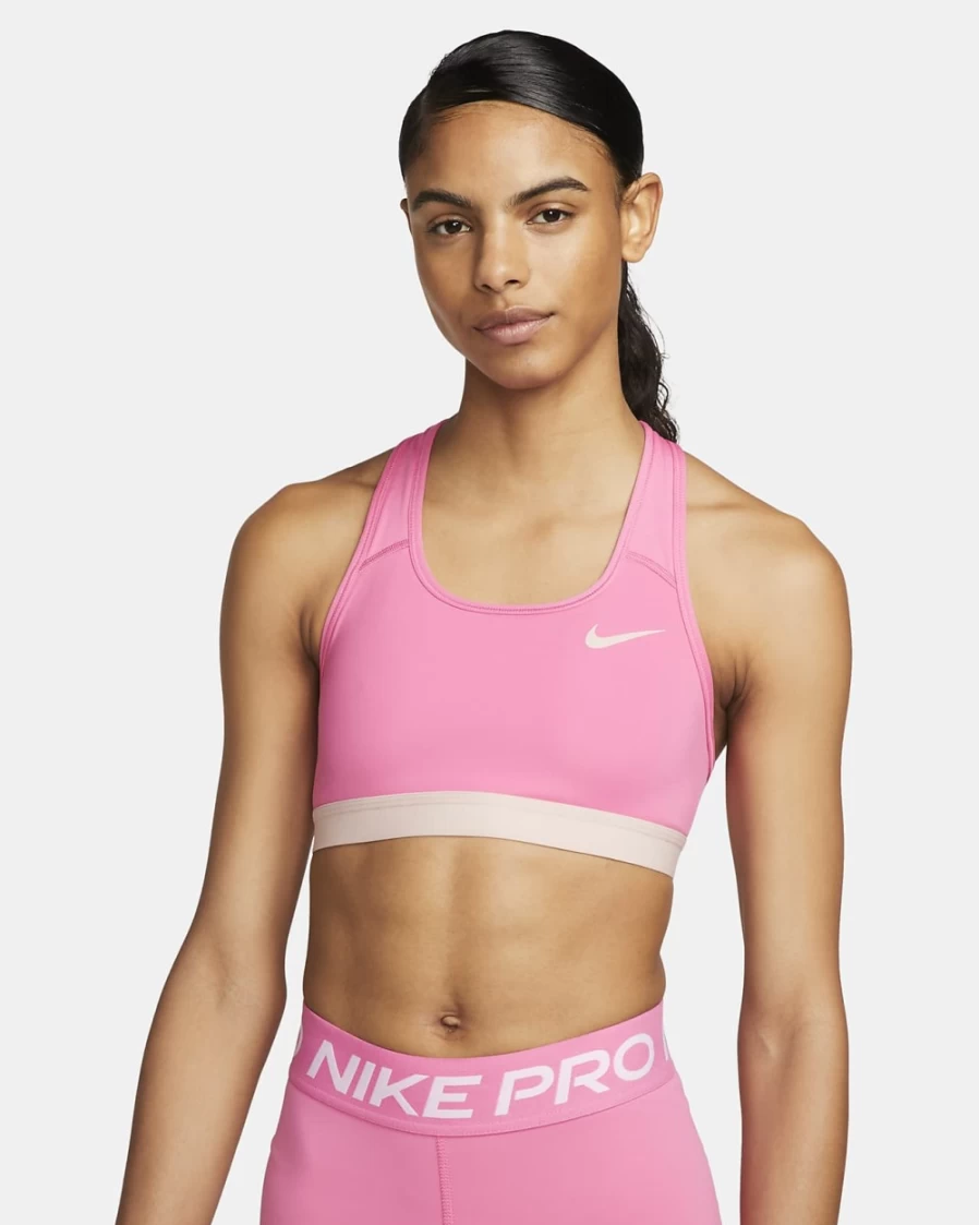 Nike Swoosh Medium-Support Non-Padded Sports Bra for Women - Pinksicle/Pink Oxford Color Options