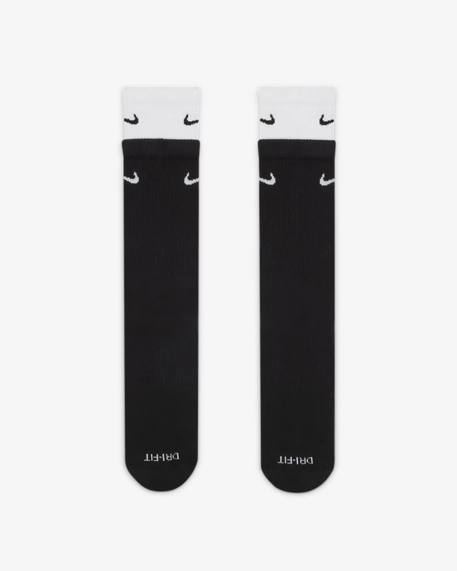 Nike Everyday Plus Cushioned Crew Socks for Men & Women - Black/White/Black Training Socks