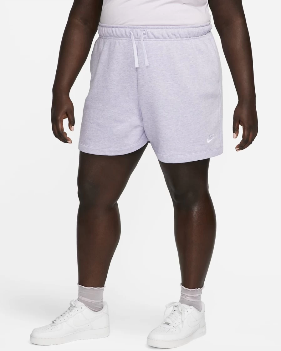 Nike Women's Plus Size Light Thistle Heather White Club Fleece Mid-Rise Sportswear Shorts