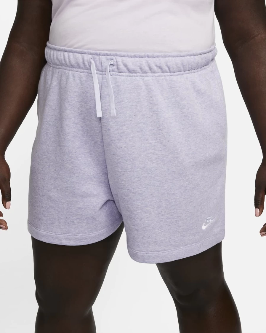 Nike Women's Plus Size Light Thistle Heather White Club Fleece Mid-Rise Sportswear Shorts