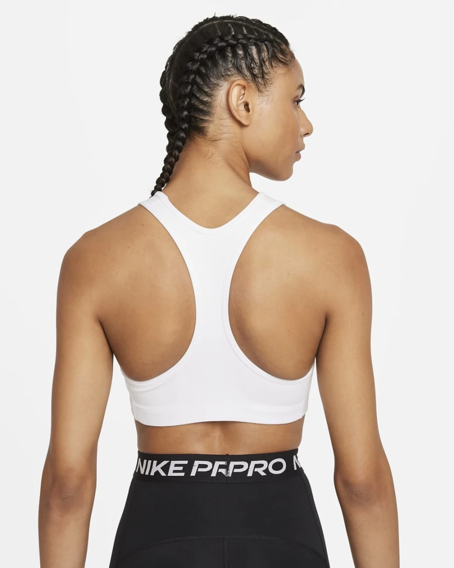 Nike Swoosh Women's Medium-Support Sports Bra - White, Black, Dark Smoke Grey