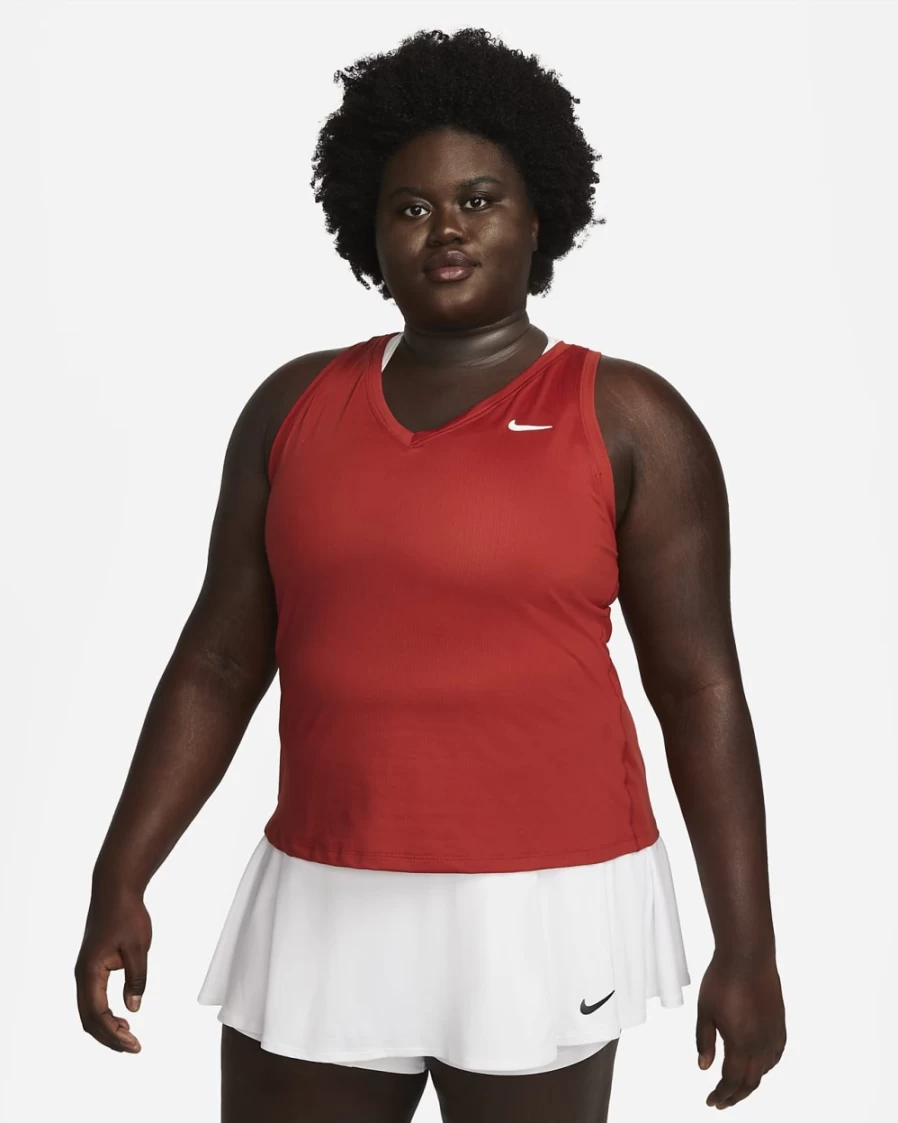 NikeCourt Victory Plus Size Women's Tennis Tank Top - Cinnabar & White