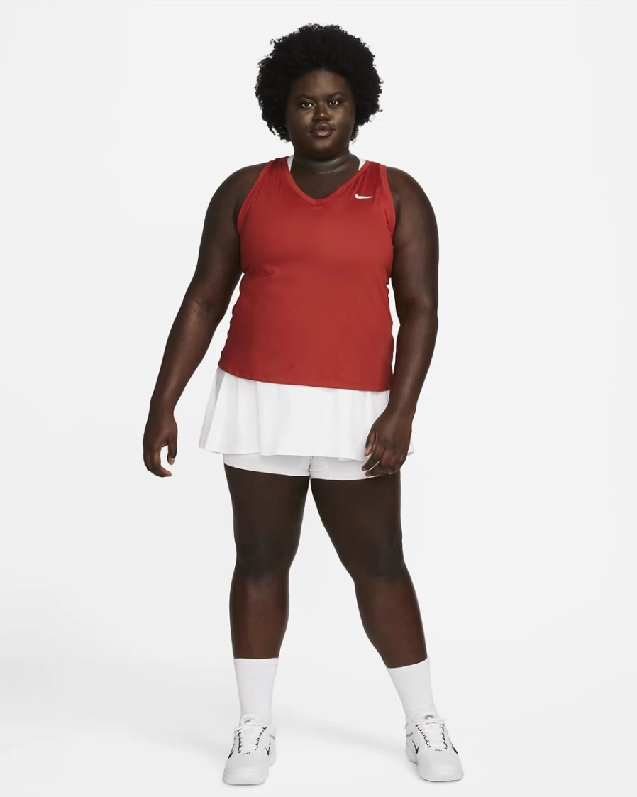 NikeCourt Victory Plus Size Women's Tennis Tank Top - Cinnabar & White