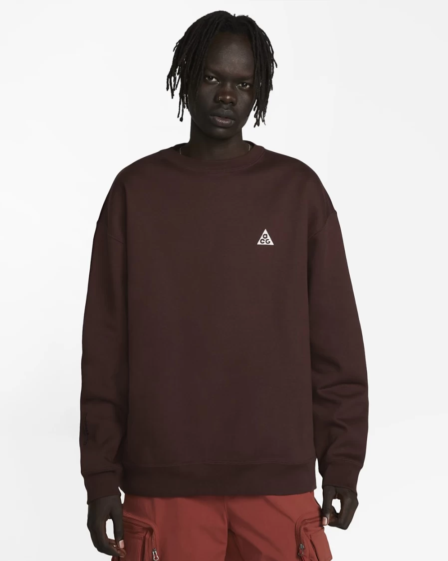 Nike ACG Therma-FIT Fleece Crew for Men & Women - Earth/Black/Summit White Winter Pullover
