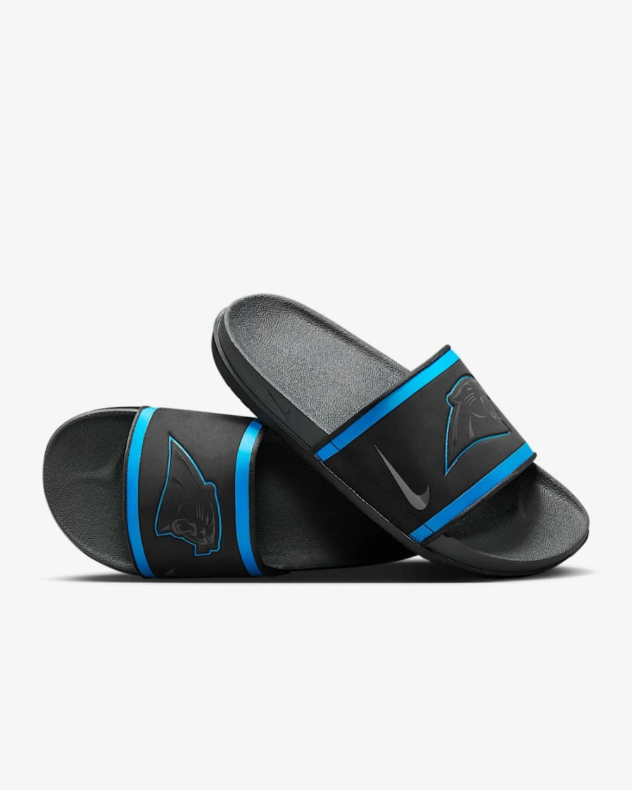 Nike Offcourt NFL Carolina Panthers Slide Sandals for Men & Women - Black, Tidal Blue, White, Anthracite