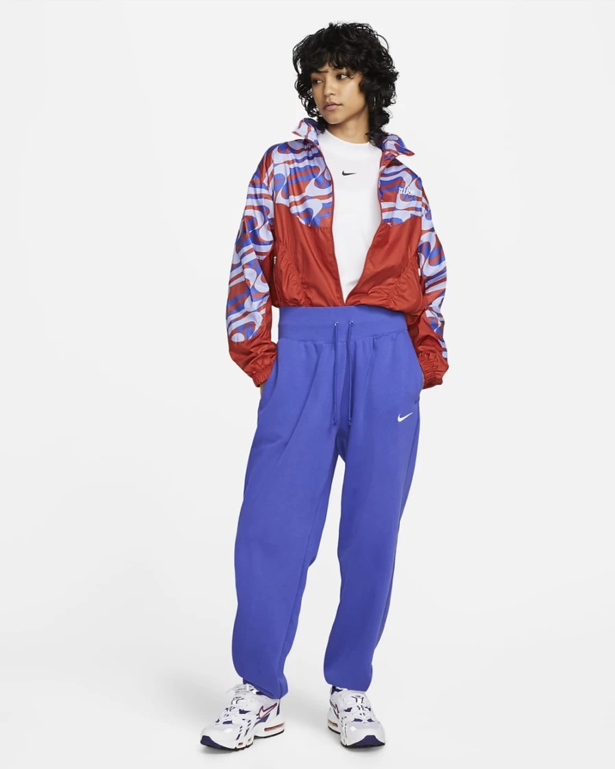 Nike Women's Cinnabar Lapis White Woven Allover Print Icon Clash Jacket Sportswear