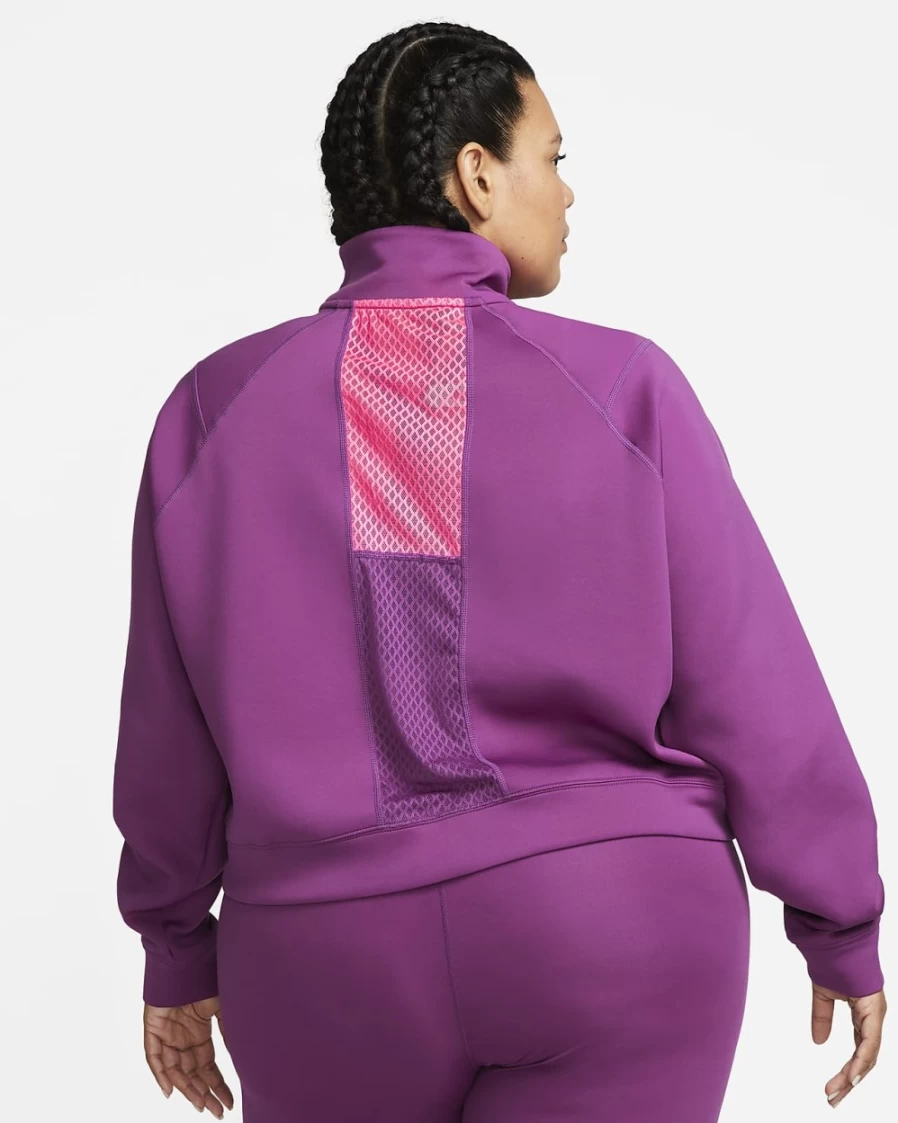 Nike Dri-FIT Women's Plus Size 1/2-Zip Training Top in Viotech/Hyper Pink