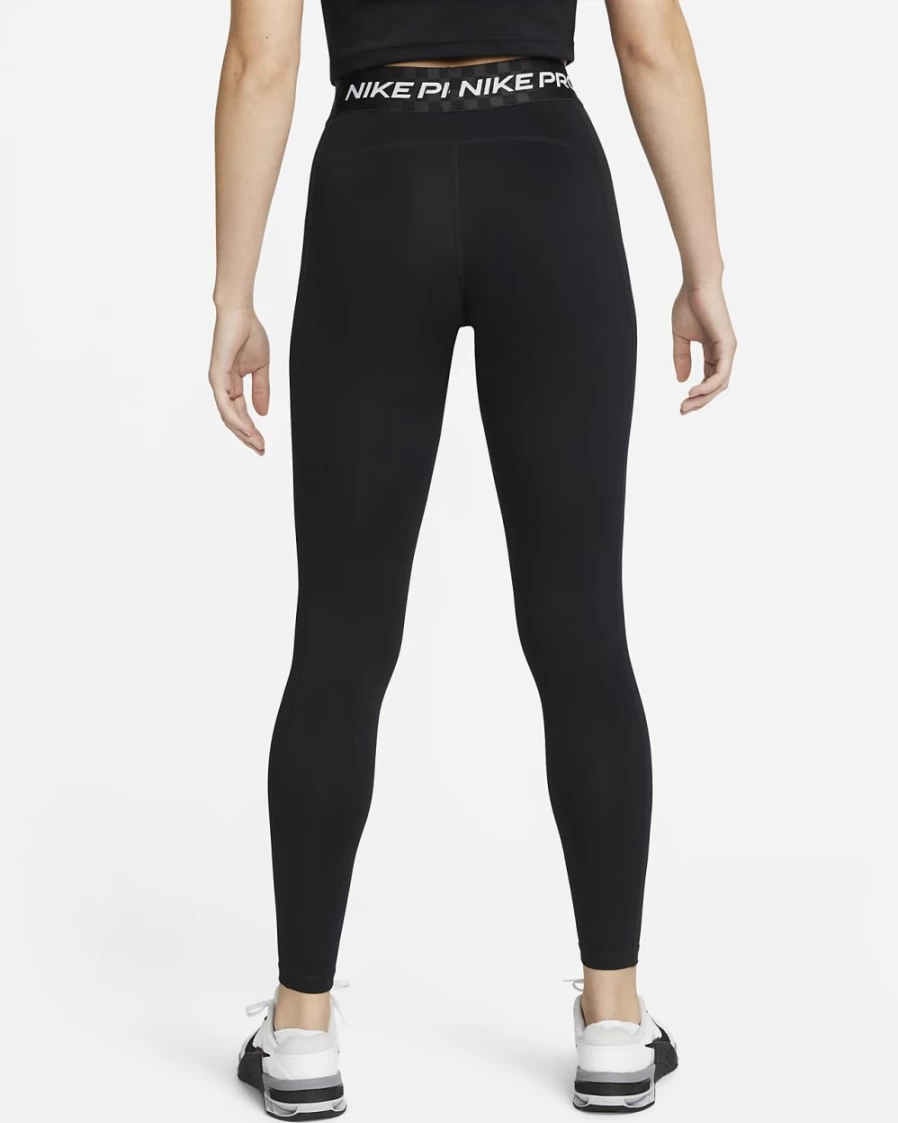 Nike Pro Women's Black/Anthracite/White Mid-Rise Graphic Training Leggings - Full-Length Workout Tights