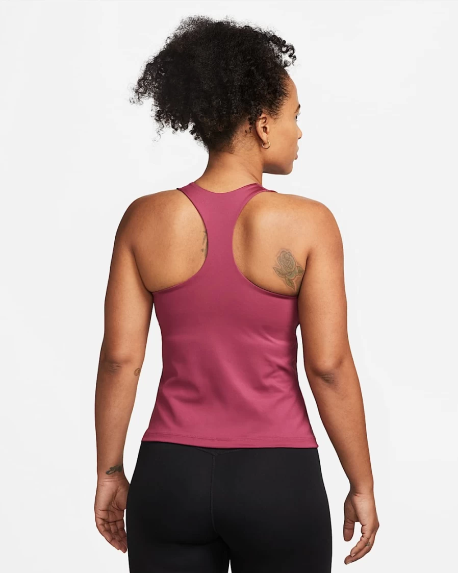Nike Women's Medium-Support Swoosh Padded Sports Bra Tank in Rosewood/White