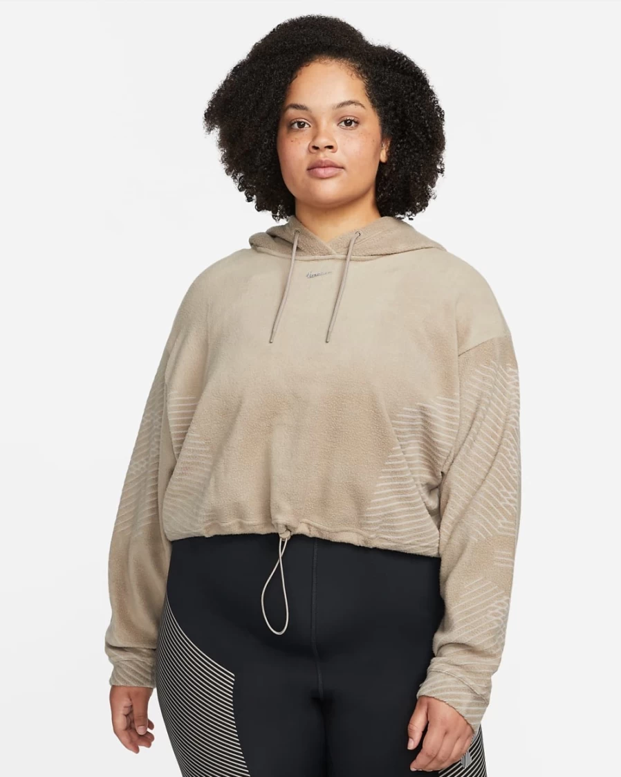 Nike Women's Pro Therma-FIT ADV Fleece Hoodie - Moon Fossil/Metallic Silver (Plus Size)