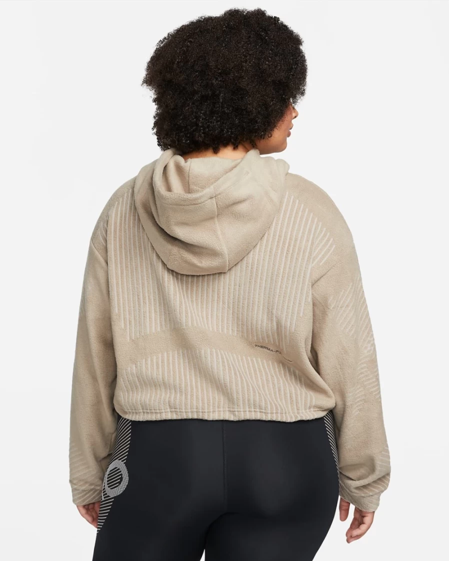 Nike Women's Pro Therma-FIT ADV Fleece Hoodie - Moon Fossil/Metallic Silver (Plus Size)