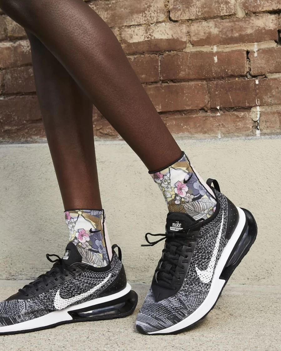 Nike Women's Air Max Flyknit Racer Running Shoes - Black/White